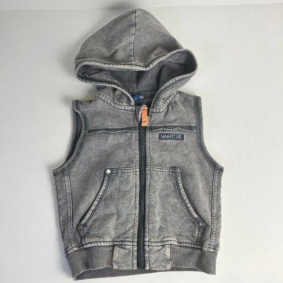 Naartjie Baby 18/24 Hooded Vest Sleeveless Gray Full Zip Sweatshirt - Picture 1 of 7